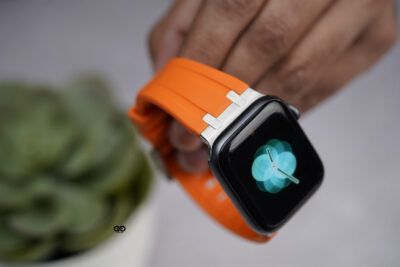 Ultra Orange Fluoro Rubber Strap With Titanium Buckle For Apple Watch 44MM 45MM 46MM Series 4 5 6 7 8 9 10 11 (SE 2 3 Gen)