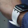 White Fluoro Rubber Strap With Titanium Buckle For Apple Watch 44MM 45MM 46MM Series 4 5 6 7 8 9 10 11 12 SE SE2 SE3 Gen