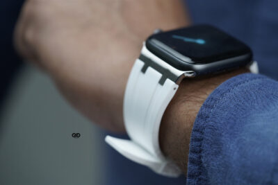 White Fluoro Rubber Strap With Titanium Buckle For Apple Watch 44MM 45MM 46MM Series 4 5 6 7 8 9 10 11 (SE 2 3 Gen)