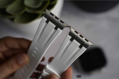 White Fluoro Rubber Strap With Titanium Buckle For Apple Watch 44MM 45MM 46MM Series 4 5 6 7 8 9 10 11 (SE 2 3 Gen)
