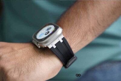 Black Fluoro Rubber Strap With Titanium Buckle For Apple Watch 49 MM (Series Ultra/Ultra 2/Ultra 3)