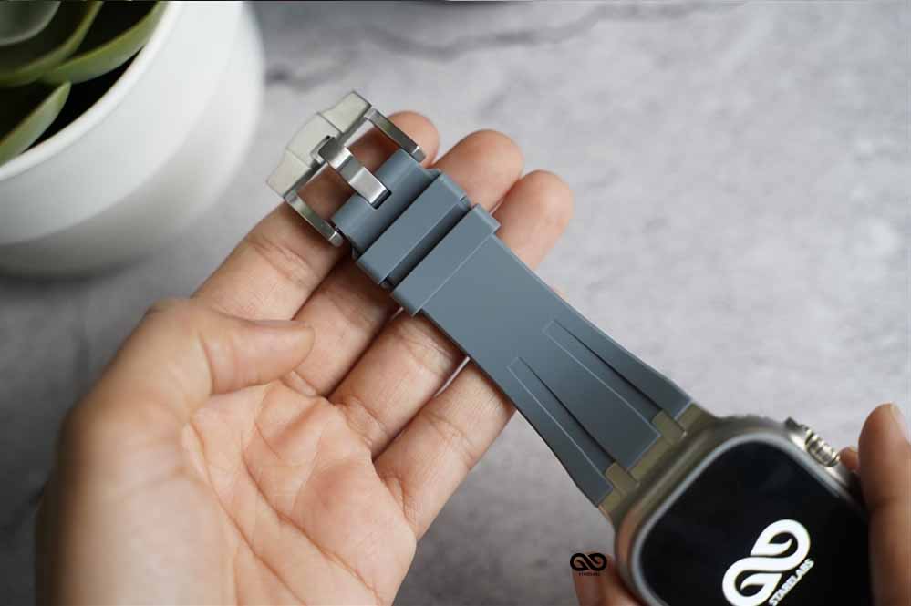 Lunar Grey Fluoro Rubber Strap With Titanium Buckle For Apple Watch 49 MM (Series Ultra/Ultra 2/Ultra 3)