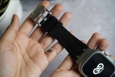 Black Fluoro Rubber Strap With Titanium Buckle For Apple Watch 49 MM (Series Ultra/Ultra 2/Ultra 3)