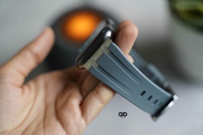 Lunar Grey Fluoro Rubber Strap With Titanium Buckle For Apple Watch 44MM 45MM 46MM Series 4 5 6 7 8 9 10 11 (SE 2 3 Gen)