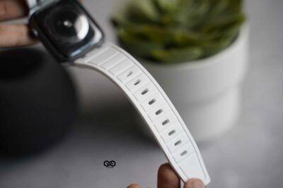 White Fluoro Rubber Strap With Titanium Buckle For Apple Watch 44MM 45MM 46MM Series 4 5 6 7 8 9 10 11 (SE 2 3 Gen)