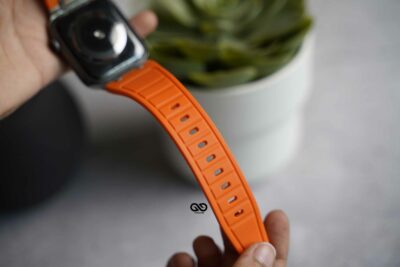 Ultra Orange Fluoro Rubber Strap With Titanium Buckle For Apple Watch 44MM 45MM 46MM Series 4 5 6 7 8 9 10 11 (SE 2 3 Gen)