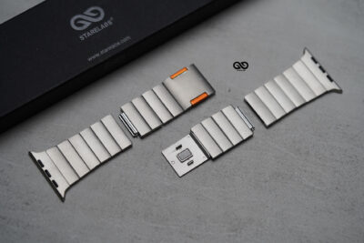 Titanium Matte Finish Detachable Link Strap With Magnetic Closure For Apple Watch 49 (Series Ultra/Ultra 2/Ultra 3)