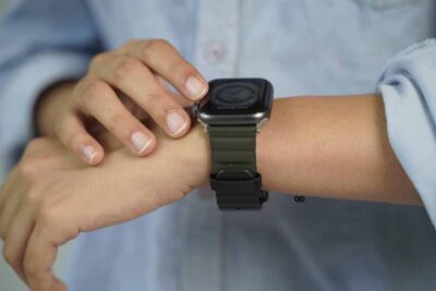 Black Olive Two Coloured Faux Leather Strap with buckle Apple Watch 42MM 41MM 40MM Series 4 5 6 7 8 9 10 11 SE SE 2 Gen
