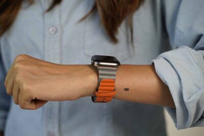 Orange/Grey Two Coloured Faux Leather Strap with buckle Apple Watch 42MM 41MM 40MM Series 4 5 6 7 8 9 10 SE SE 2 Gen
