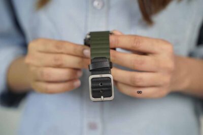 Black Olive Two Coloured Faux Leather Strap with buckle Apple Watch 42MM 41MM 40MM Series 4 5 6 7 8 9 10 11 SE SE 2 Gen