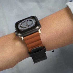 Black/Saddle Brown Two Coloured Faux Leather Strap with buckle Apple Watch 42MM 41MM 40MM Series 4 5 6 7 8 9 10 11 SE SE 2 Gen