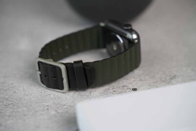 Black Olive Two Coloured Faux Leather Strap with buckle Apple Watch 42MM 41MM 40MM Series 4 5 6 7 8 9 10 11 SE SE 2 Gen