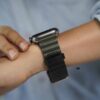 Black Olive Two Coloured Faux Leather Strap with buckle Apple Watch 42MM 41MM 40MM Series 4 5 6 7 8 9 10 11 SE SE 2 Gen