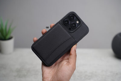 Black Vegan Leather Case With Flip Card For iPhone 14 Pro Max 10 Black Vegan Leather Case With Flip Card For iPhone 14 Pro Max