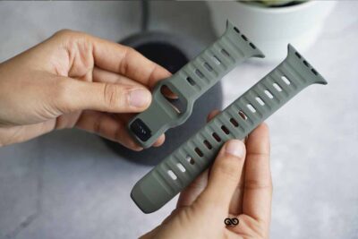 Ash Green Waterproof Silicone Sports Bands for Apple Watch 49 MM Series Ultra/Ultra 2/Ultra 3