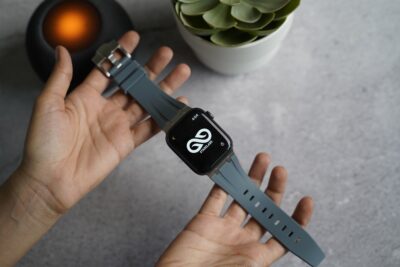 Lunar Grey Fluoro Rubber Strap With Titanium Buckle For Apple Watch 44MM 45MM 46MM Series 4 5 6 7 8 9 10 11 (SE 2 3 Gen)