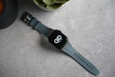 Lunar Grey Fluoro Rubber Strap With Titanium Buckle For Apple Watch 44MM 45MM 46MM Series 4 5 6 7 8 9 10 11 (SE 2 3 Gen)