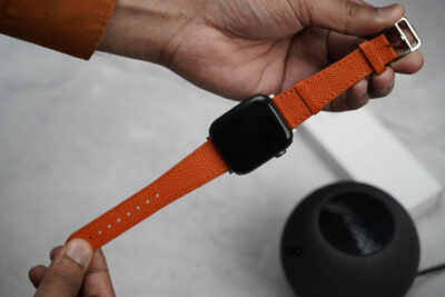 Orange Vegan Leather Strap For Apple Watch 42MM 41MM 40MM Series 4 5 6 7 8 9 10 11 SE SE 2 Gen