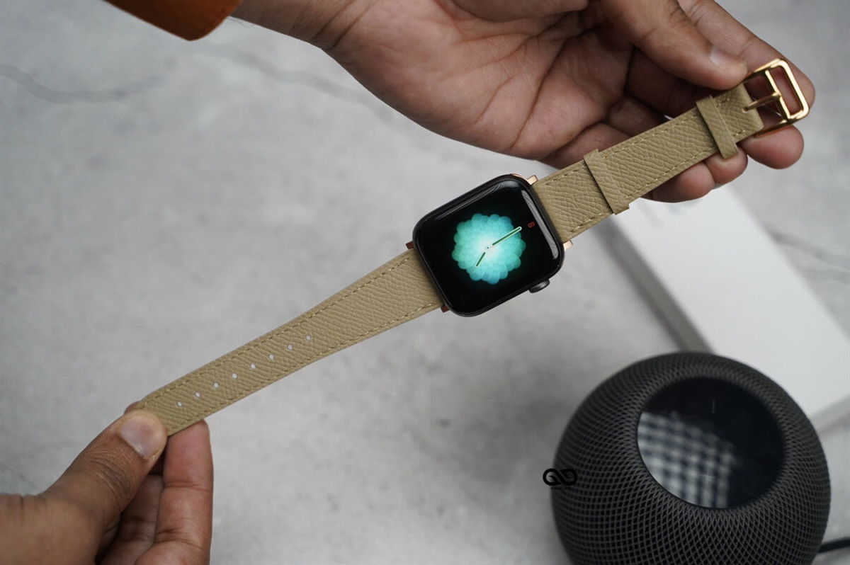 Camel Vegan Leather Strap For Apple Watch 42MM 41MM 40MM Series 4 5 6 7 8 9 10 11 SE SE 2 Gen