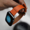 Orange Vegan Leather Strap For Apple Watch 42MM 41MM 40MM Series 4 5 6 7 8 9 10 11 SE SE 2 Gen
