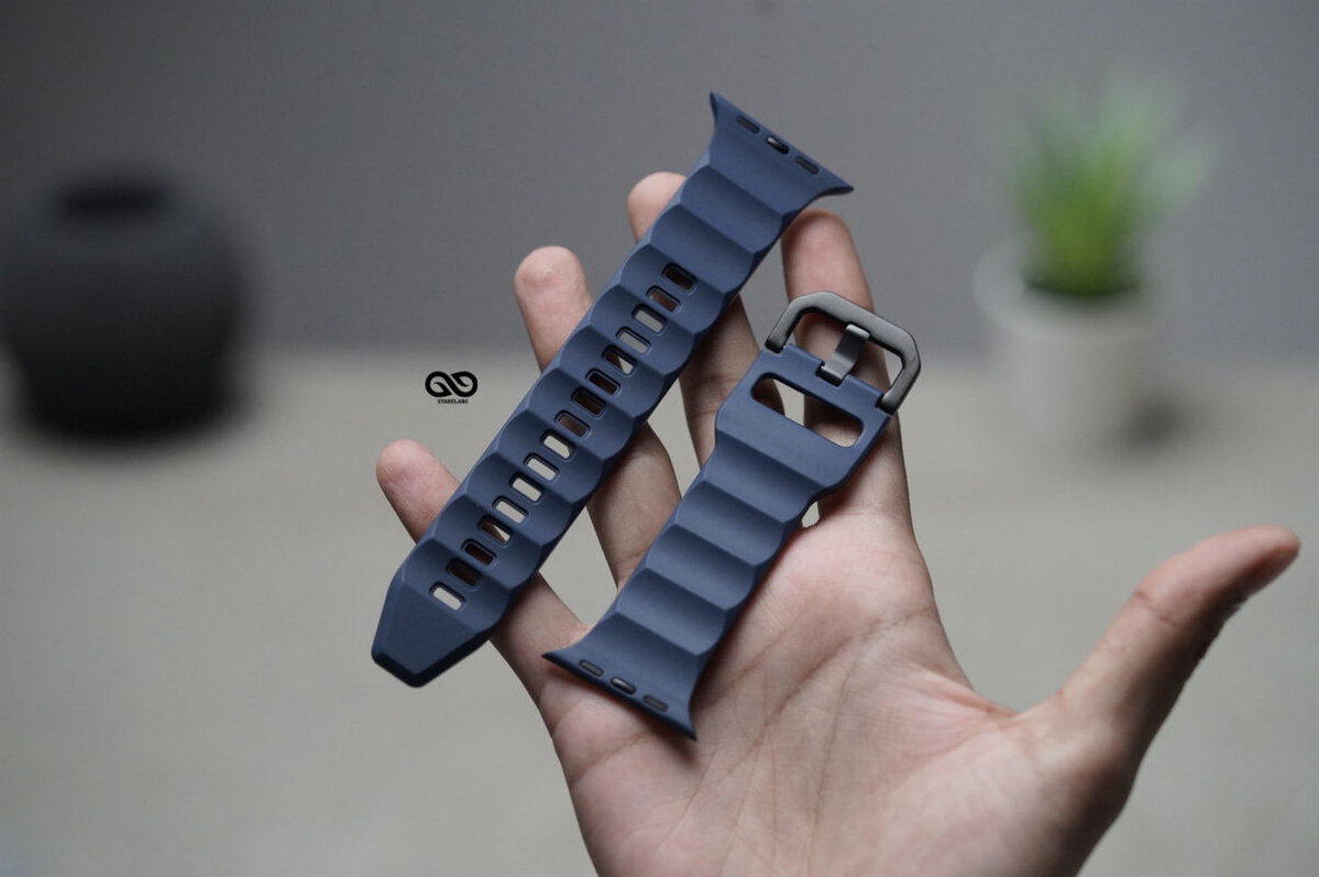 Dark Blue FKM Casual Sports Band For Apple Watch 44MM 45MM 46MM Series 4 5 6 7 8 9 10 11 (SE 2 3 Gen)