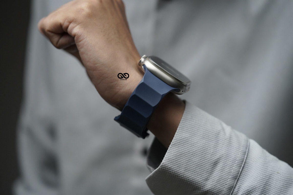Dark Blue FKM Casual Sports Band For Apple Watch 44MM 45MM 46MM Series 4 5 6 7 8 9 10 11 (SE 2 3 Gen)