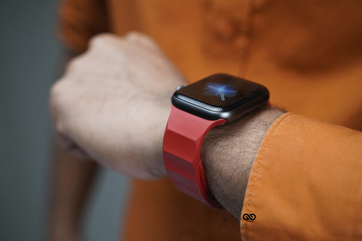 Matte Red FKM Casual Sports Band For Apple Watch 44MM 45MM 46MM Series 4 5 6 7 8 9 10 11 (SE 2 3 Gen)