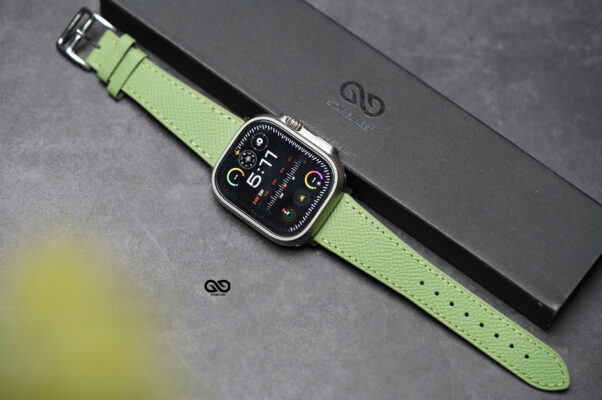 Fern Green Vegan Leather Strap For Apple Watch 49 Series Ultra1 2 3 4