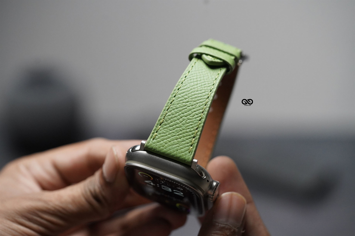 Fern Green Vegan Leather Strap For Apple Watch 49 Series Ultra1 2 3 4 3 Fern Green Vegan Leather Strap For Apple Watch 49 Series Ultra1 2 3 4 - Image 3