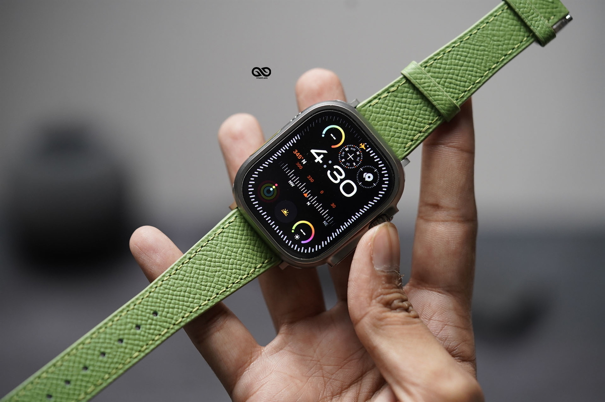 Fern Green Vegan Leather Strap For Apple Watch 49 Series Ultra1 2 3 4 4 Fern Green Vegan Leather Strap For Apple Watch 49 Series Ultra1 2 3 4 - Image 4