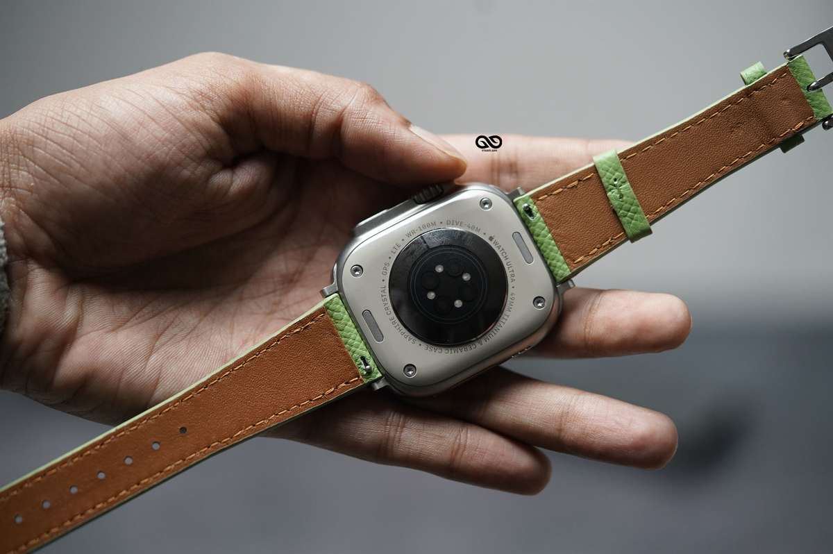 Fern Green Vegan Leather Strap For Apple Watch 49 Series Ultra1 2 3 4 5 Fern Green Vegan Leather Strap For Apple Watch 49 Series Ultra1 2 3 4 - Image 5