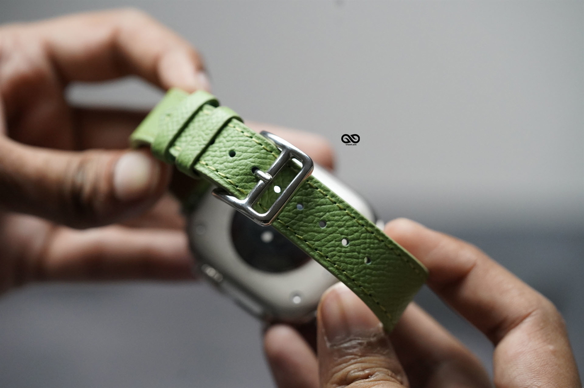 Fern Green Vegan Leather Strap For Apple Watch 49 Series Ultra1 2 3 4 6 Fern Green Vegan Leather Strap For Apple Watch 49 Series Ultra1 2 3 4 - Image 6