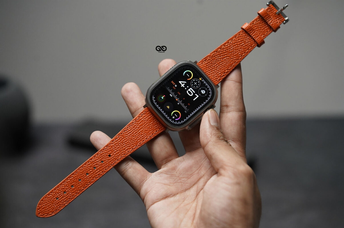 Orange Vegan Leather Strap For Apple Watch 49 MM Series Ultra/Ultra 2
