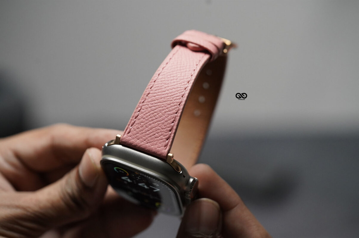 Pink Vegan Leather Strap For Apple Watch 49 Series Ultra1 2 3 4