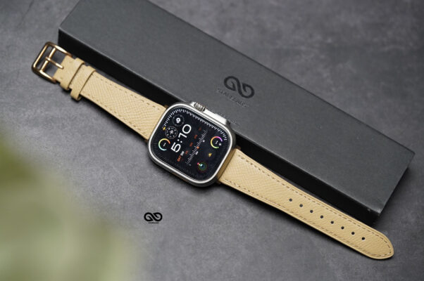 Sand Yellow Vegan Leather Strap For Apple Watch 49 (Series Ultra/Ultra 2/Ultra 3)