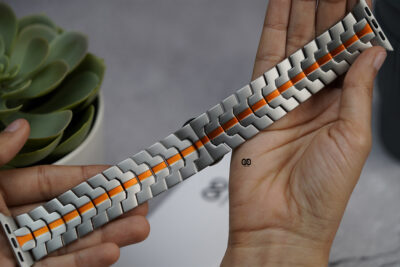 Titanium/Orange Link Chain Strap For Apple Watch 44MM 45MM 46MM Series 4 5 6 7 8 9 10 11 (SE 2 3 Gen)