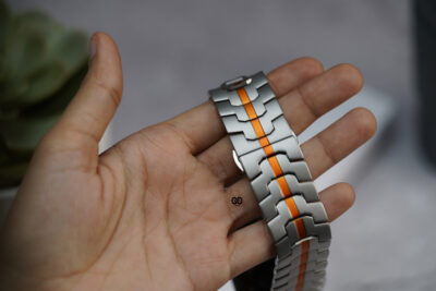 Titanium/Orange Link Chain Strap For Apple Watch 44MM 45MM 46MM Series 4 5 6 7 8 9 10 11 (SE 2 3 Gen)