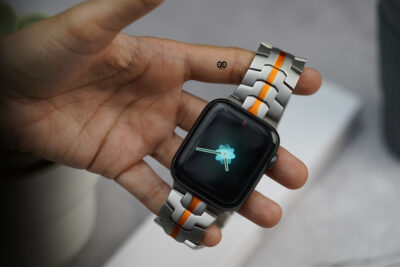 Titanium/Orange Link Chain Strap For Apple Watch 44MM 45MM 46MM Series 4 5 6 7 8 9 10 11 (SE 2 3 Gen)