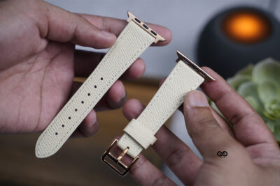 Vintage Beige Vegan Leather Strap For Apple Watch 42MM 41MM 40MM Series 4 5 6 7 8 9 10 11 SE SE 2 Gen