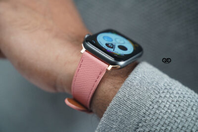Pink Vegan Leather Strap For Apple Watch 42MM 41MM 40MM Series 4 5 6 7 8 9 10 11 SE SE 2 Gen