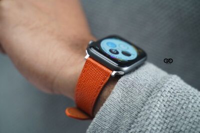Orange Vegan Leather Strap For Apple Watch 42MM 41MM 40MM Series 4 5 6 7 8 9 10 11 SE SE 2 Gen