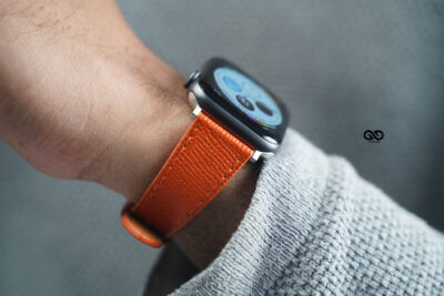 Orange Vegan Leather Strap For Apple Watch 42MM 41MM 40MM Series 4 5 6 7 8 9 10 11 SE SE 2 Gen