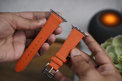 Orange Vegan Leather Strap For Apple Watch 42MM 41MM 40MM Series 4 5 6 7 8 9 10 11 SE SE 2 Gen