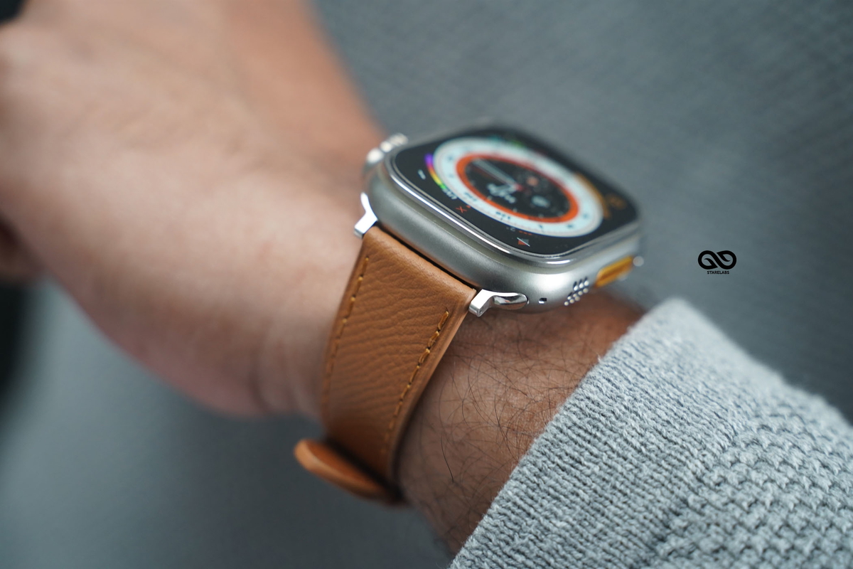 Vintage Tan Vegan Leather Strap For Apple Watch 49 MM Series Ultra/Ultra 2/Ultra 3 3 Vintage Tan Vegan Leather Strap For Apple Watch 49 MM Series Ultra/Ultra 2/Ultra 3 - Image 3