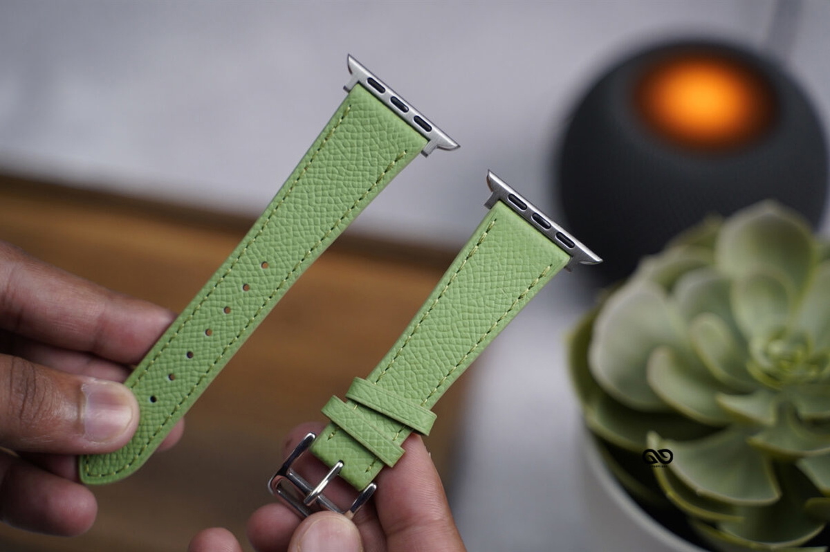 Fern Green Vegan Leather Strap For Apple Watch 44MM 45MM 46MM Series 4 5 6 7 8 9 10 11 (SE 2 3 Gen)