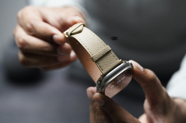 Vintage Beige Vegan Leather Strap For Apple Watch 49 MM Series Ultra/Ultra 2