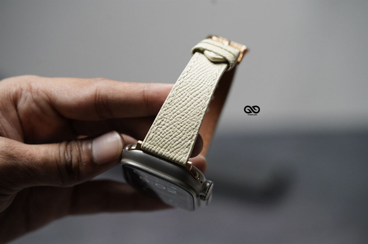Vintage Beige Vegan Leather Strap For Apple Watch 49 MM Series Ultra/Ultra 2