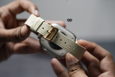 Vintage Beige Vegan Leather Strap For Apple Watch 49 MM Series Ultra/Ultra 2