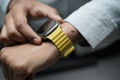 Lemon Yellow Magnetic Leather Loop For Apple Watch 49 (Series Ultra/Ultra 2/Ultra 3)