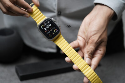 Lemon Yellow Magnetic Leather Loop For Apple Watch 49 (Series Ultra/Ultra 2/Ultra 3)